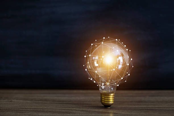 light bulbs concept,ideas of new ideas with innovative technology and creativity. - bombilla fotografías e imágenes de stock